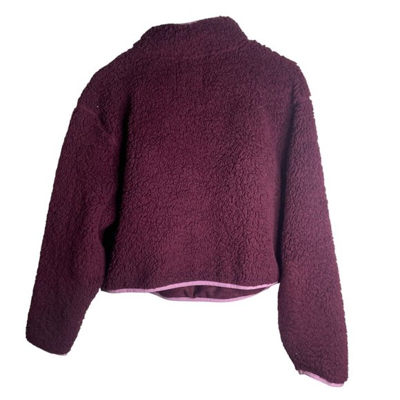 Champion Faux Sherpa Cropped 1/4 Zip Sweater Women M Purple Pullover Shirt - Picture 2 of 6